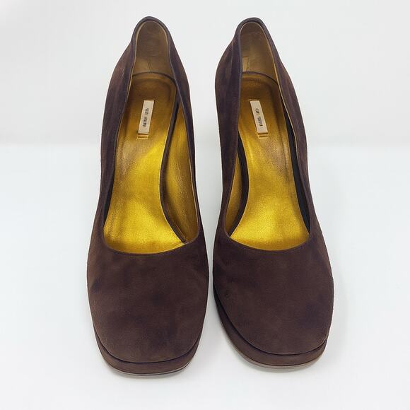 MIU MIU Chocolate Brown Suede Pumps Heels - Picture 9 of 11